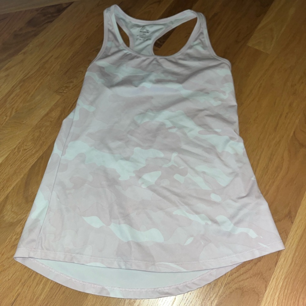 RBX white and pink camo athletic tank top